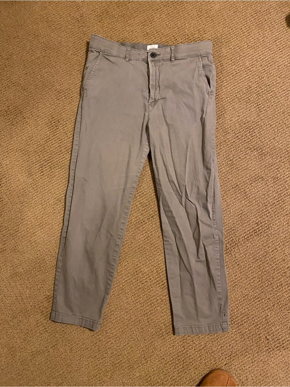 H&M Light Green Khaki Cropped Straight Leg Stretch Waist Chinos